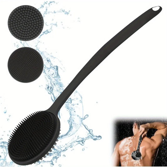 ZenGlow™ Long-Handle Ergonomic Silicone Bath & Body Scrubber