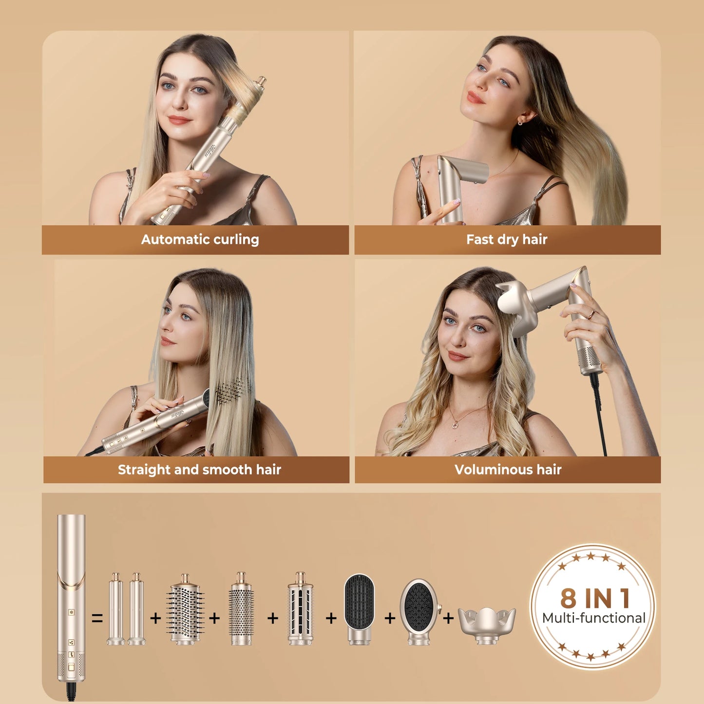 ZenStylist™ 8-in-1 Multifunctional Airwrap & Hair Styler